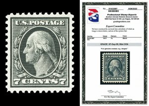 Scott 507 1917 7c Black Washington Mint Graded XF-Sup 95 LH with PSE CERT