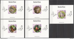 Lx543 Imperf 2016 Sierra Leone Fauna Insects Butterflies Uv Cardboard 5Bl Mnh