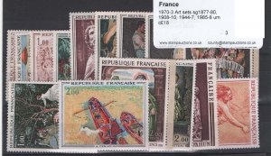 France 1970-3 Art sets sg1877-80, 1908-10, 1944-7, 1985-8 unmounted mint cat