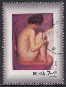 Poland 1971 Sc B123 Nude Woman Art by Wojciech Weiss Stamp CTO