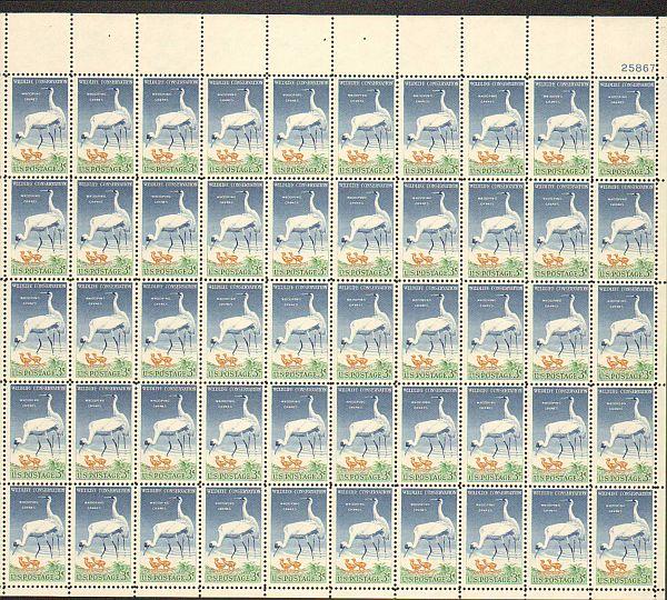 US #1098 Mint Sheet Whooping Crane bird