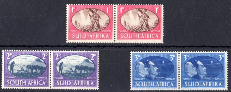 South Africa 1945 Sc#100/102 WORLD WAR II VICTORY/STARS 3 PAIRS MH