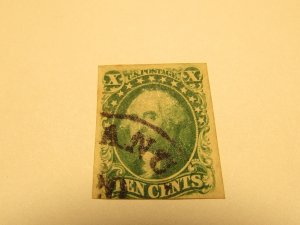 US Stamps, Scott #15, SCV $145, 1851 10c green, Type III, used, w/Certificate,