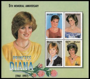 Bhutan 2003 - Princess Diana - Sheet of 4 Stamps - Scott #1384 - MNH