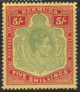 1938 - 1951 Bermuda KGVI 5/ issue Perf 14 MVLH Sc# 125a CV $60.00 Stk #2