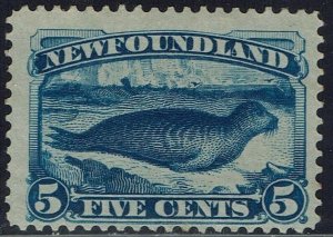 NEWFOUNDLAND 1887 SEAL 5C DEEP BLUE 