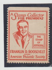 Franklin D. Roosevelt Stamp Collector For President Campaign Poster Stamps 1930s