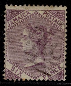 JAMAICA QV SG5, 6d dull lilac, USED. Cat £23. WMK PINEAPPLE