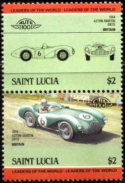 Antique Automobile, Aston Martin DB3S, 1954, St. Lucia stamp SC#692 MNH