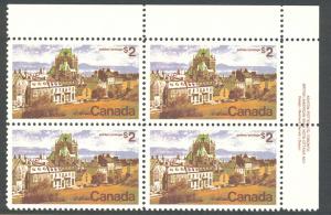 Canada 601, $2.00 Plate Block, MNH, Great Centering