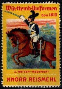 Vintage Germany Poster Stamp Knorr Rice Flour Württemberg Uniforms From 1813