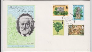 Guernsey 1975 Victor Hugo set of 4, on FDC