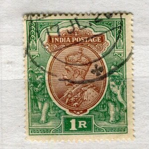 INDIA; 1912 early GV portrait issue fine used Shade of 1R. value