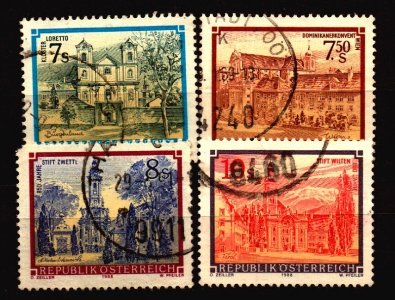 Austria Scott 1362 - 1365 used w/pulled perf on #1364