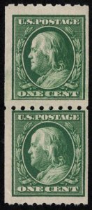 US #390 VF mint never hinged, PAIR, fresh color, paste-up, Nice!