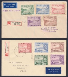 PAPUA 1938 Declaration set & 1938 Airmail set on First Day Covers.