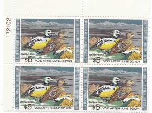 US RW 40 1973  5 $ Federal duck stamp plate block VF  NH