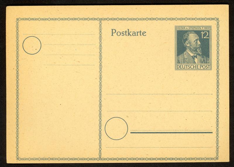 GERMANY 1947 12pf HEINRICH v STEPHAN Postal Card Mi.P965 Unused