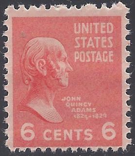 #811 6c Presidential Issue John Quincey Adams 1938 Mint NH