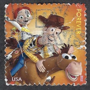 United States #4680 Forever (45¢) Pixar - Woody (2012). Surface damage. Used.