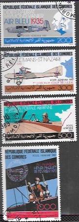 Comoro Islands 1987 Set of 4 airmail stamps.  Aircraft  Planes