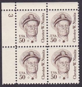 U.S. 1980 Great American 50cent Chester Nimitz Plate Number Block VF/NH