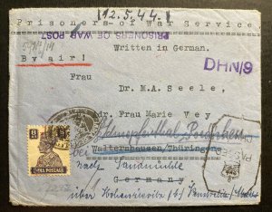 1940s  Dehra Dun India POW Prisoner Of War Camp Cover to Germany W Seele