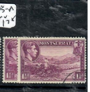 MONTSERRAT KGVI   1 1/2D  SG 103-103A  VFU    P0324A H