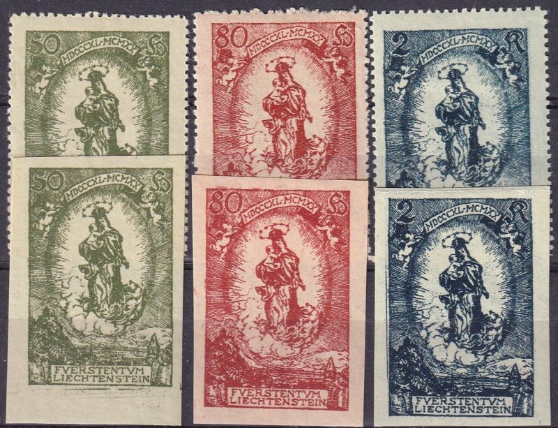 Liechtenstein #47-49, 47a-49a  F-VF Unused CV $24.00  (Z3144)