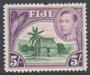 Fiji Scott 131 - SG266, 1938 George VI 5/- MH* fault