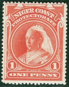 Nigeria NIGER COAST QV SG.52 1d Orange-Verm' (1894) NO WMK Mint Cat £23 YBLUE59