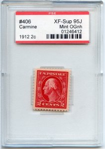 US SCOTT #406 MINT-XF-SUP-OG-NH JUMBO GRADED 95J PSE ENCAPSULATED (9/16/24 GP)