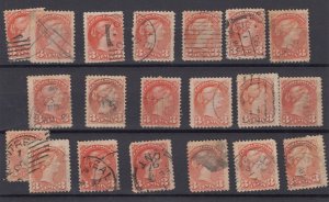 Canada QV 1870 3c Small Head Collection Of 20 For Study/Research SG79 FU BP1499