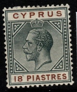 CYPRUS SG83 1914 18pi BLACK & BROWN MTD MINT