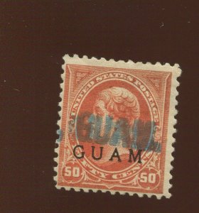 GUAM  11 Overprint Used Stamp with Blue Straight Line Cancel (Bx 2885)