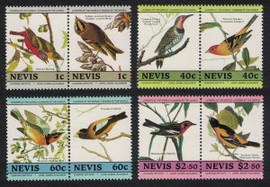 Nevis Birds Audubon 2nd series 8v in pairs 1985 MNH SC#418=424 SG#285-292