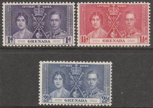 GRENADA 128-130, CORONATION COMMON DESIGN 1937, MINT, NH. VF. (886)