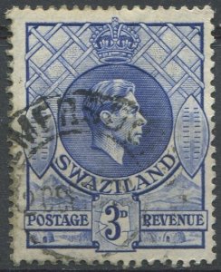 Swaziland Sc#31 Used, 3p ultra, King George VI Issue (1938) (1938)