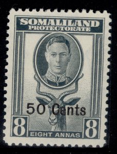 SOMALILAND PROTECTORATE GVI SG130, 50c on 8a grey, NH MINT.