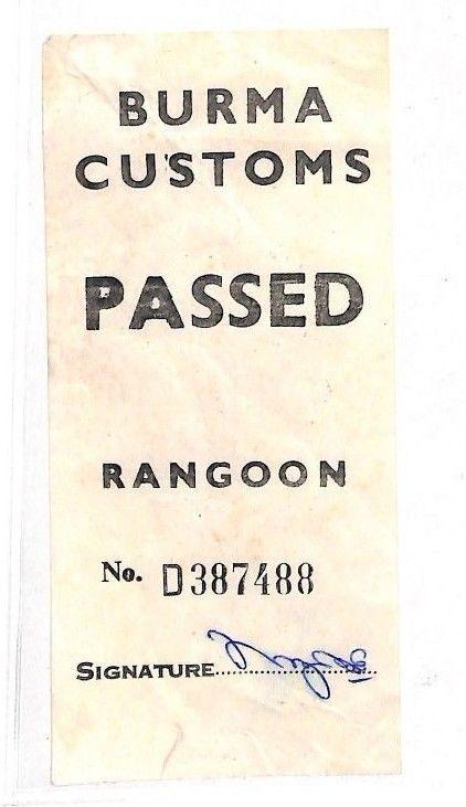 Burma Customs Rangoon Passed PTS BD49