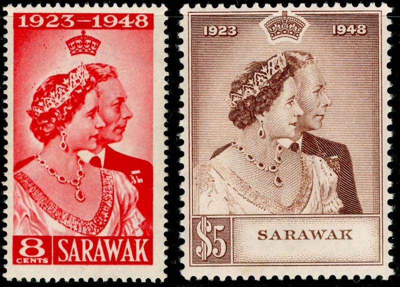 SARAWAK SG165-166, ROYAL SILVER WEDDING set, NH MINT. Cat £48. 