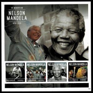 Uganda 2013 - Nelson Mandela - Sheet of 4 IMPERF Stamps - MNH