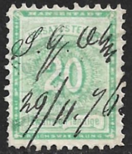 GERMANY 1873 20pf Type II BREMEN SALES TAX Revenue Erler I35 II Used