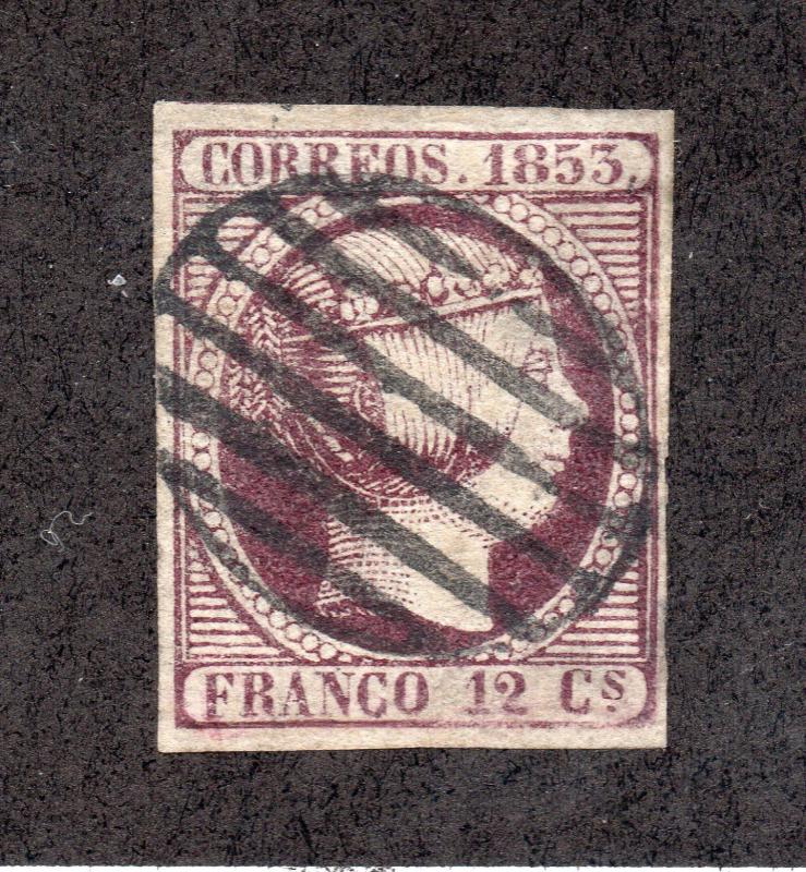 Spain - Sc# 20 Used / 12 c reddish purple/ signed  -  Lot 0119122