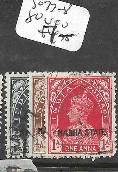 INDIA  NABHA  (P0410B) KGVI 3P,1/2A , 1A  SG 77-8,  80  VFU