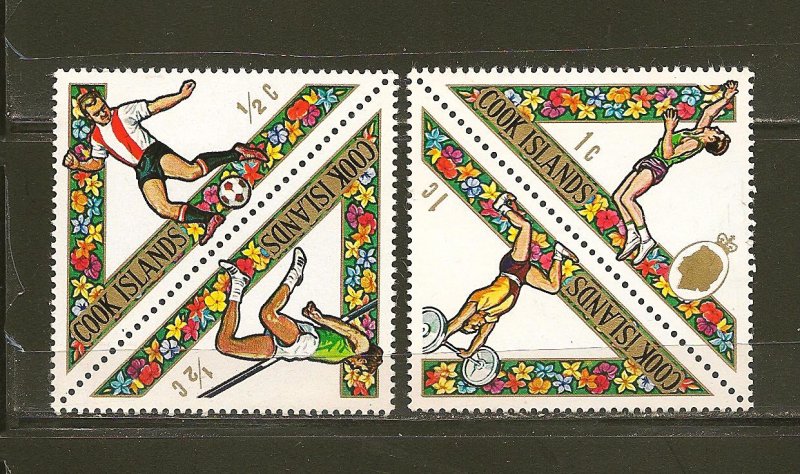 Cook Islands 254-255 & 256-257 Sports Setenet Triangle Pairs Mint Hinged