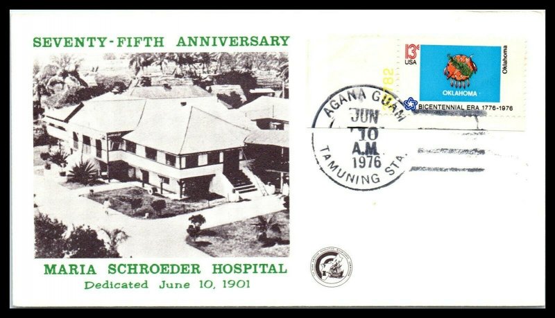 1976 US Cover - 75th Anniversary Maria Schroeder Hospital, Agana, Guam F3 