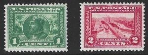 U.S., 1913, Scott #397-398, 1c and 2c Panama-Pacific, Perf 12, Mint, N.H.