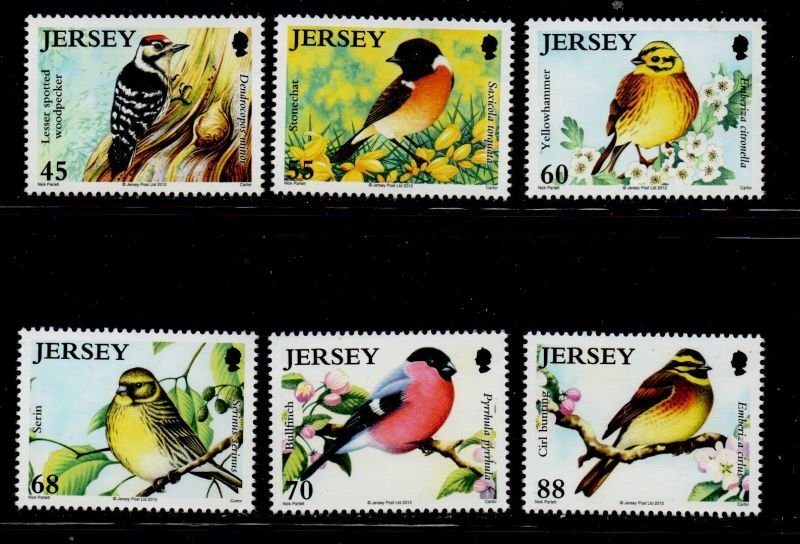 Jersey Sc  1609-1614  2012 Threatened Birds stamp set mint NH