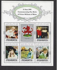 Penrhyn Islands #204c MNH sheet of 6, Birth of Prince William of Wales